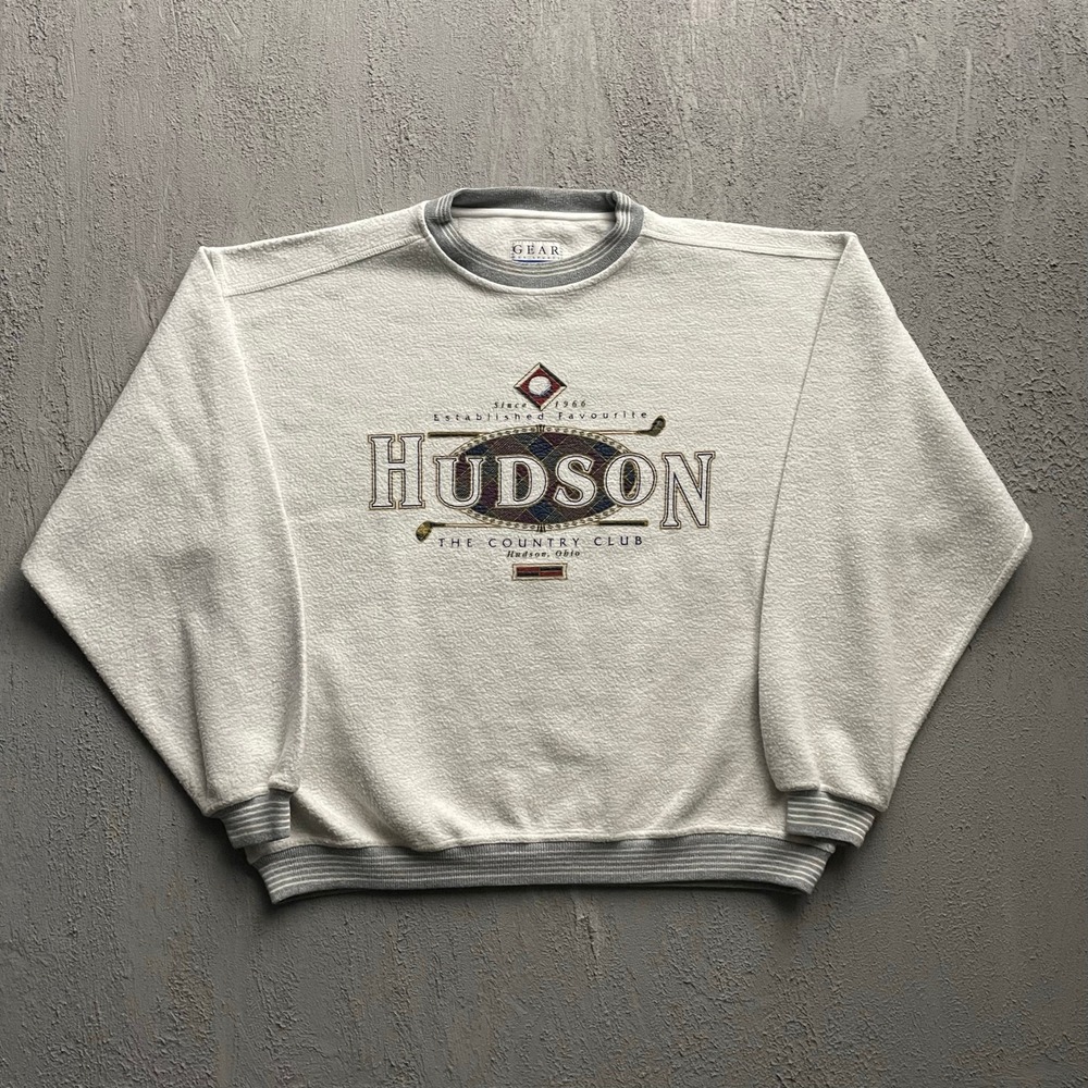 Vintage Hudson Country Club Golf Sweatshirt Mens XL White 90s Gear For Sports